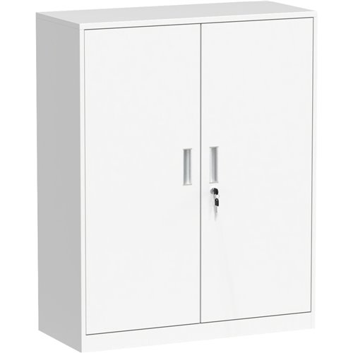 Commercial Metal Storage Cabinet Lockable with 2 Shelves 800x400x900mm White | Stalwart DA-HDWAC02A