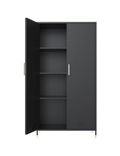 Commercial Steel Black Storage Cabinet 2 Doors 3 Shelves 800x400x1440mm Black | Stalwart DA-HMA17 2