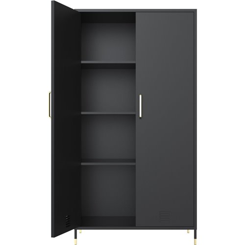 Commercial Steel Black Storage Cabinet 2 Doors 3 Shelves 800x400x1440mm Black | Stalwart DA-HMA17