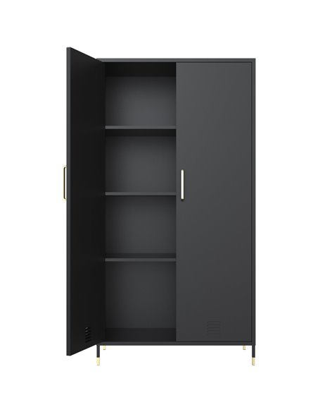 Commercial Steel Black Storage Cabinet 2 Doors 3 Shelves 800x400x1440mm Black | Stalwart DA-HMA17
