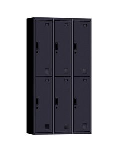 Commercial 6 Door Locker 900x450x1850mm Black | Stalwart DA-MYL06BLACK