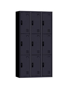 Commercial 9 Door Locker 900x400x1850mm Black | Stalwart DA-MYL09BLACK