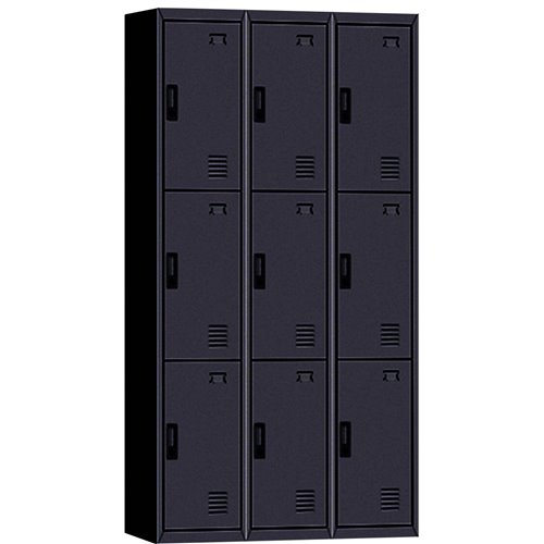 Commercial 9 Door Locker 900x400x1850mm Black | Stalwart DA-MYL09BLACK