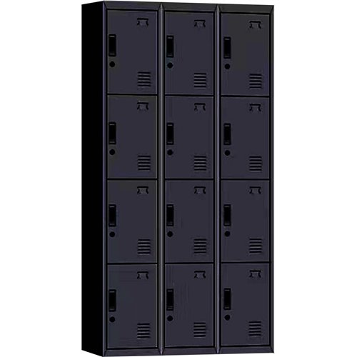 Commercial 12 Door Locker 900x400x1850mm Black | Stalwart DA-MYL12BLACK