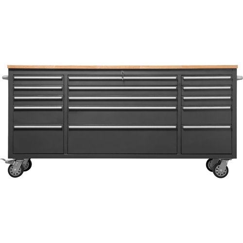Professional Black Steel Rolling Tool Cabinet 15 drawers 1826x486x905mm | Stalwart DA-722038A