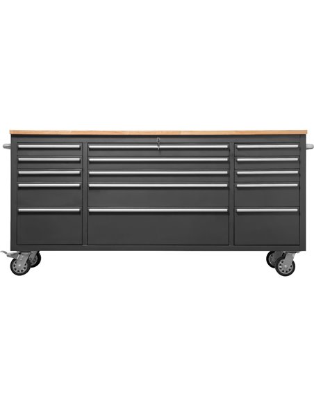 Professional Black Steel Rolling Tool Cabinet 15 drawers 1826x486x905mm | Stalwart DA-722038A