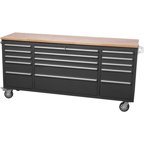 Professional Black Steel Rolling Tool Cabinet 15 drawers 1826x486x905mm | Stalwart DA-722038A