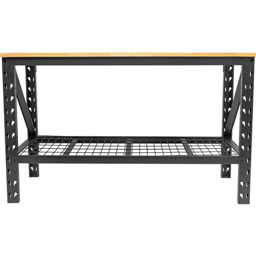 Professional Heavy Duty Steel Workbench with Rubberwood Worktop 800kg Width 1520mm with Undershelf | Stalwart DA-WB6024