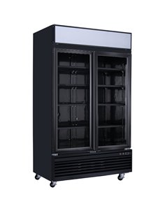 Commercial Display Freezer with Double Glass door 1000 litres Black Canopy Light | Stalwart DA-LD1000FBLACK