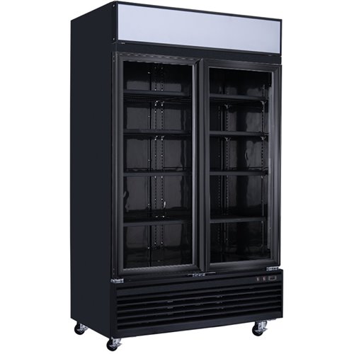 Commercial Display Freezer with Double Glass door 1000 litres Black Canopy Light | Stalwart DA-LD1000FBLACK