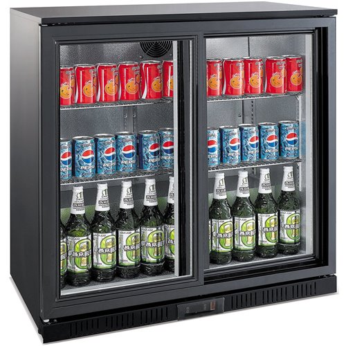 Back bar cooler 2 Sliding doors 220 litres Black | Stalwart DA-BBC2S
