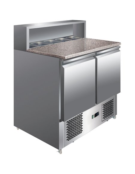 Pizza Prep Table 2 doors Stainless steel Pizza top 5xGN1/6 Depth 700mm | Stalwart DA-PS900