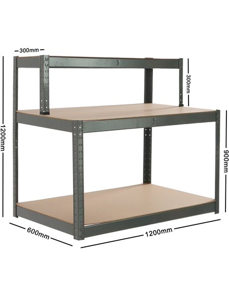 Commercial Grey Heavy Duty Garage Work Bench 3 Shelves 795kg Loading Capacity 1200x600/245x1200mm | Stalwart DA-SP1260245C