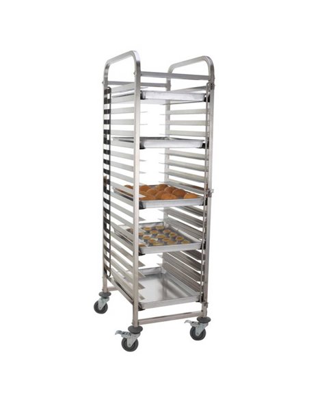 Rack/Tray/Pan Trolley Stainless steel Bakery 600x400mm 15 tier 470x620x1700mm | Stalwart DA-19037