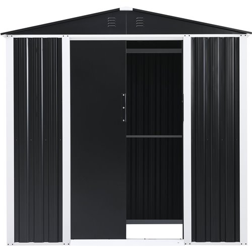 Metal Shed with Sliding door &amp Zinc Frame Width 1950mm Depth 1230mm  | Stalwart DA-MSA01