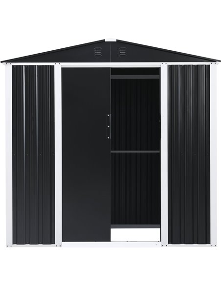 Metal Shed with Sliding door &amp Zinc Frame Width 1950mm Depth 1230mm  | Stalwart DA-MSA01