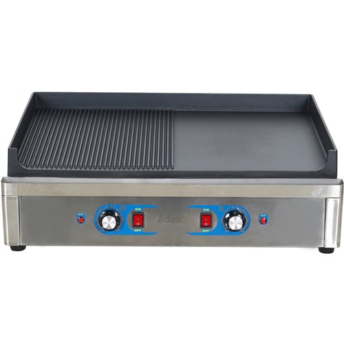 Professional Grill Electric 2 zones 4.6kW Smooth/Ribbed Cast iron top | Stalwart DA-GP7050EGW