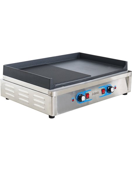 Professional Grill Electric 2 zones 4.6kW Smooth/Ribbed Cast iron top | Stalwart DA-GP7050EGW