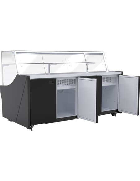 Serve over Deli counter Black front Straight glass front Width 1520mm | Stalwart DA-YFCSC1520V1