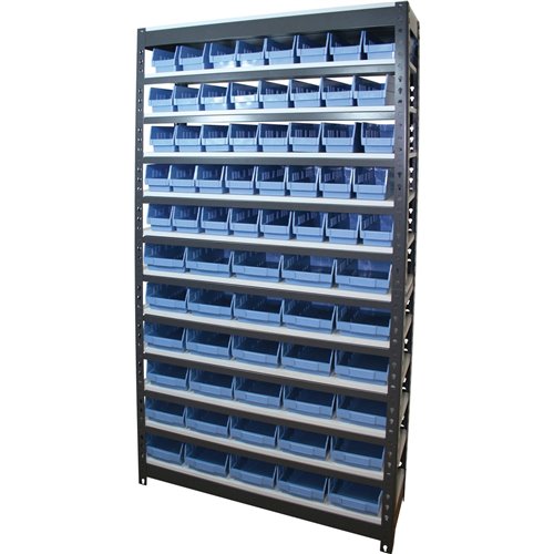 Commercial Heavy Duty Boltless Shelving Unit 12 Shelves 59 bins Melamine Shelves 900x300x1830mm | Stalwart DA-SY309012