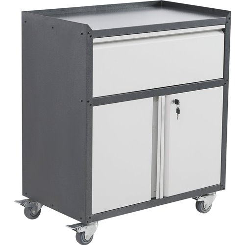 Commercial Storage Cabinet with wheels 2 Door 1 Drawer Grey Steel 770x460x900mm | Stalwart DA-DL2