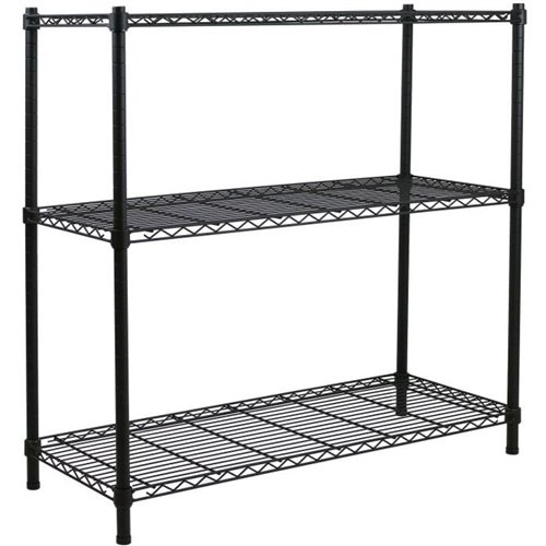 Commercial Shelving unit 3 tier 750kg Width 900mm Depth 450mm Black wire | Stalwart DA-AMJ304