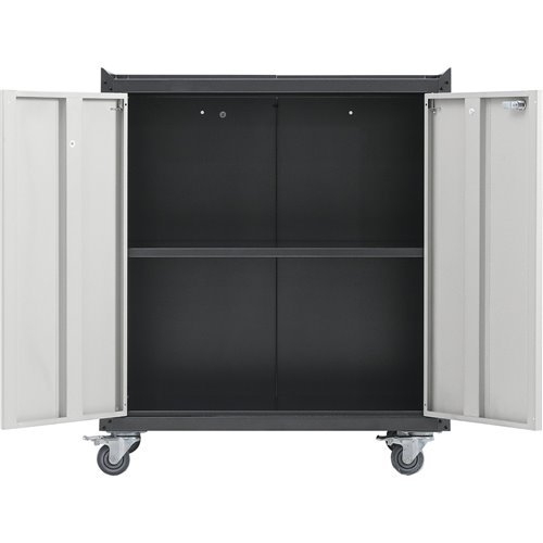 Commercial Storage Cabinet with wheels 2 Doors Grey Steel 770x460x900mm | Stalwart DA-DL1