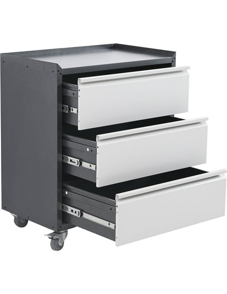 Commercial Storage Cabinet with wheels 3 Drawers Grey Steel 770x460x900mm | Stalwart DA-DL3