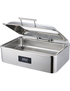 Chafing Dish Electric heating Glass lid Stainless steel 9 litres | Stalwart DA-ACFD9L01