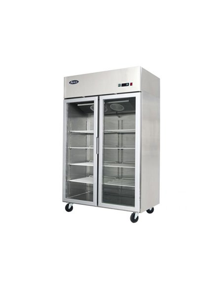 Atosa YCF9402GR Slimline Double Glass Door Upright Fridge 900ltrs