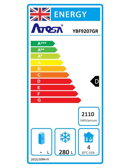 Atosa YBF9207GR Slimline Stainless Steel Top Mounted Single Door Freezer