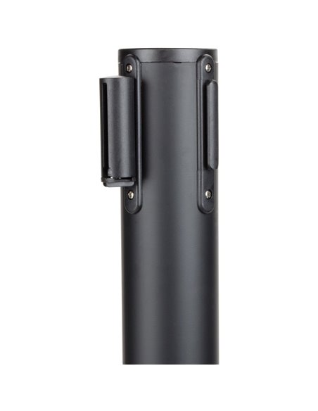 Black Barrier Post with Red Retractable Belt 2m | Stalwart DA- BBP01AR