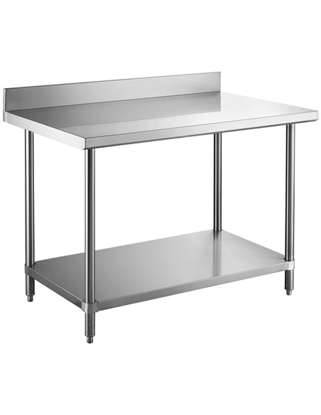 Professional Work Table with Upstand and Backsplash Stainless Steel 1500x700x900mm | Stalwart DA- W218E70150B