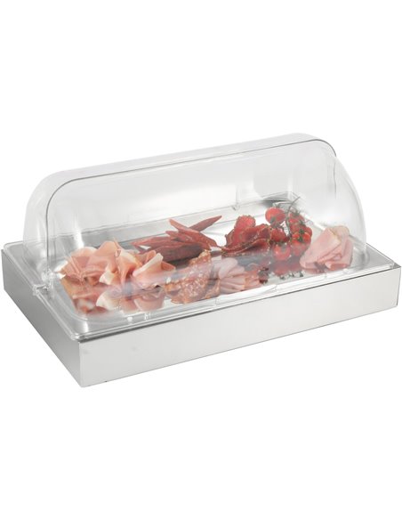 Roll top Display Cooling plate with Ice box GN1/1 Stainless steel | Stalwart DA- CRDIB1