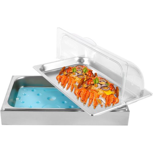Roll top Display Cooling plate with Ice box GN1/1 Stainless steel | Stalwart DA- CRDIB1