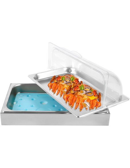 Roll top Display Cooling plate with Ice box GN1/1 Stainless steel | Stalwart DA- CRDIB1