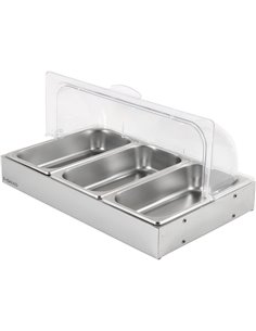 Roll top Display case 3xGN1/3 Stainless steel | Stalwart DA- CRD3