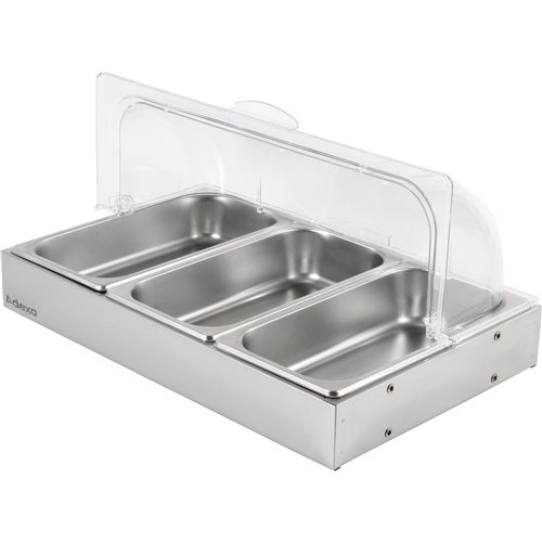 Roll top Display case 3xGN1/3 Stainless steel | Stalwart DA- CRD3
