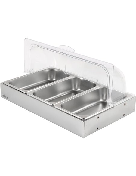 Roll top Display case 3xGN1/3 Stainless steel | Stalwart DA- CRD3