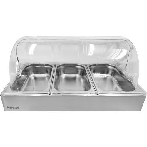 Roll top Display case 3xGN1/3 Stainless steel | Stalwart DA- CRD3