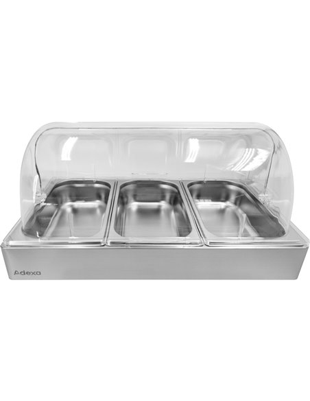 Roll top Display case 3xGN1/3 Stainless steel | Stalwart DA- CRD3