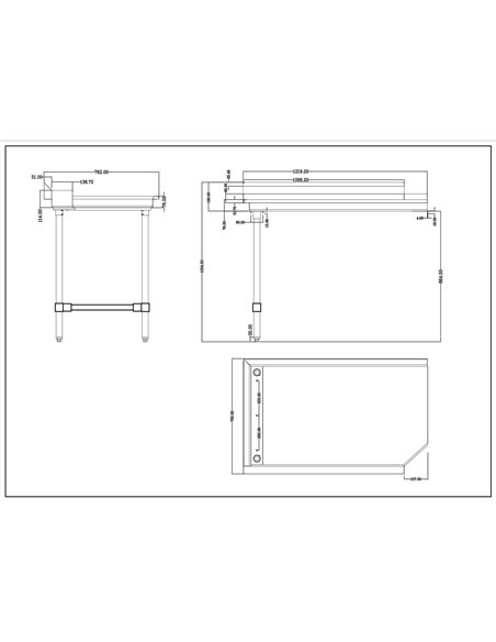 Commercial Stainless steel Pass Through Dishwasher Table Left 1219mm Width | Stalwart DA- DCOT3048LEFT
