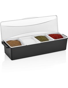 Garnish Tray / Condiment Dispenser with Lid 4 compartments | Stalwart DA- CHA003