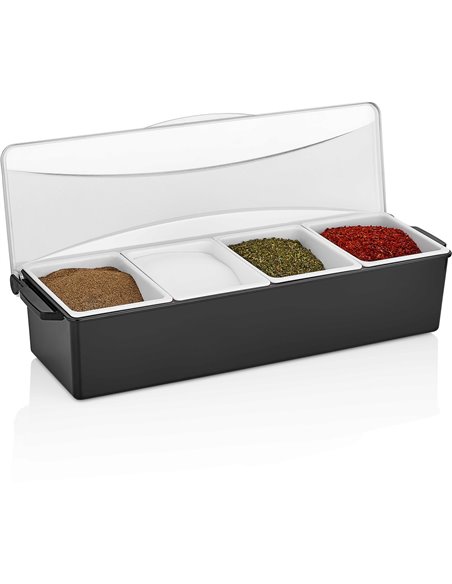 Garnish Tray / Condiment Dispenser with Lid 4 compartments | Stalwart DA- CHA003