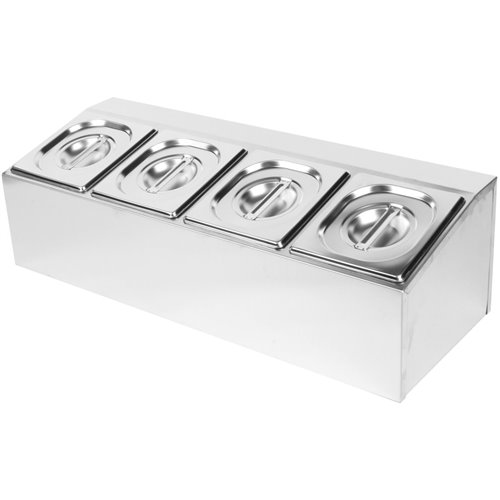 Commercial Condiment Holder including 4xGN1/6-150mm pans &amp lids | Stalwart DA- CHD04AD