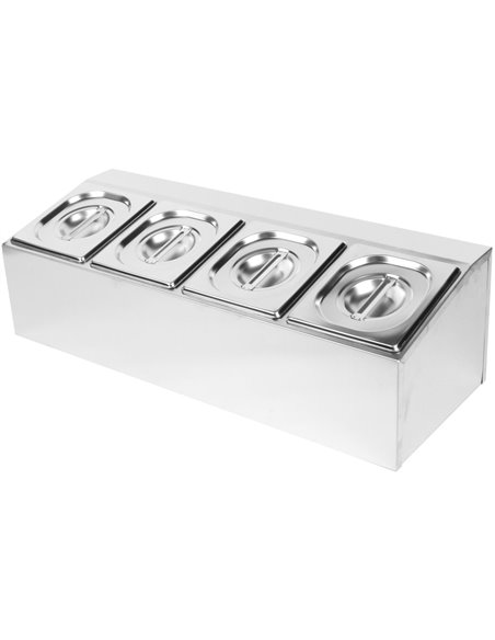 Commercial Condiment Holder including 4xGN1/6-150mm pans &amp lids | Stalwart DA- CHD04AD