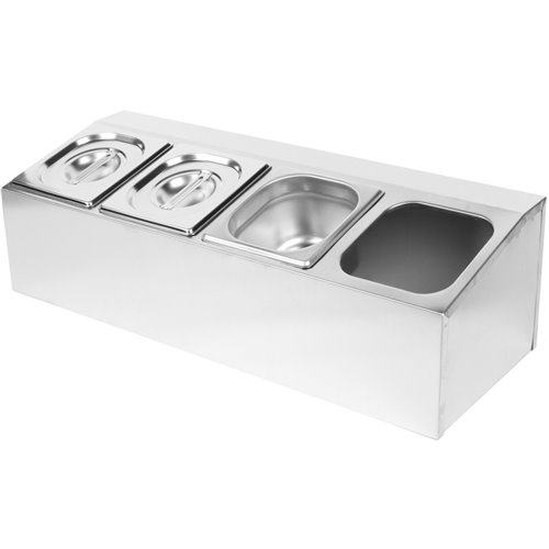 Commercial Condiment Holder including 4xGN1/6-150mm pans &amp lids | Stalwart DA- CHD04AD