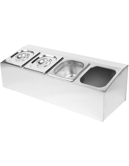 Commercial Condiment Holder including 4xGN1/6-150mm pans &amp lids | Stalwart DA- CHD04AD