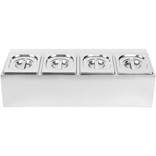 Commercial Condiment Holder including 4xGN1/6-150mm pans &amp lids | Stalwart DA- CHD04AD