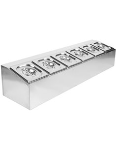 Commercial Condiment Holder including 6xGN1/6-150mm pans &amp Lids | Stalwart DA- CHD06AD